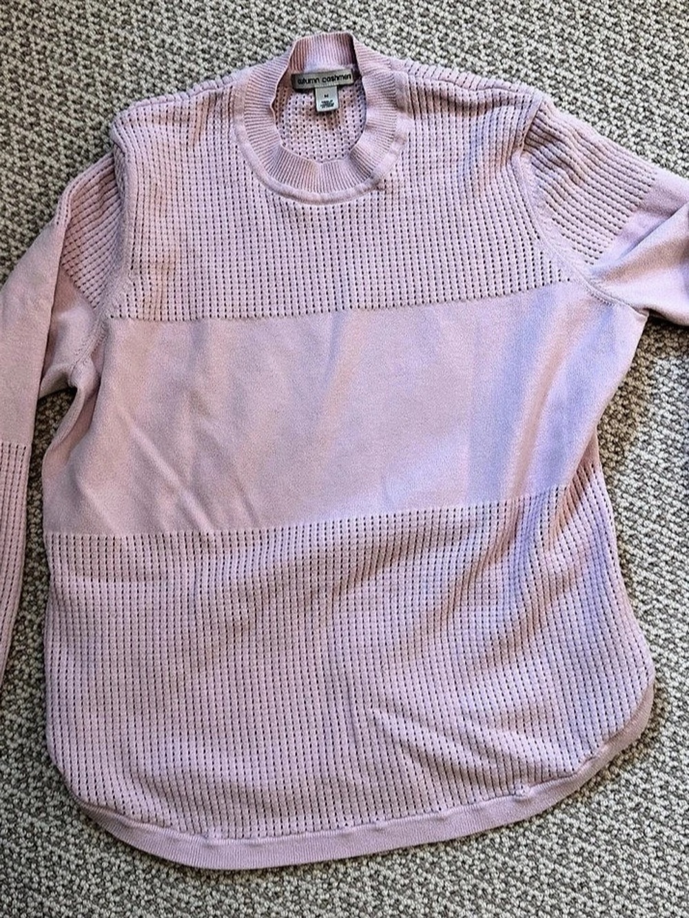 Autumn Cashmere Mauve Pink Pointelle Sweater Size M